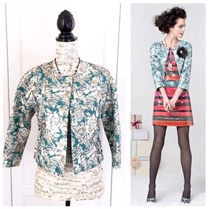 ANTHROPOLOGIE Baroque Teal Blue & Gold Jacket
